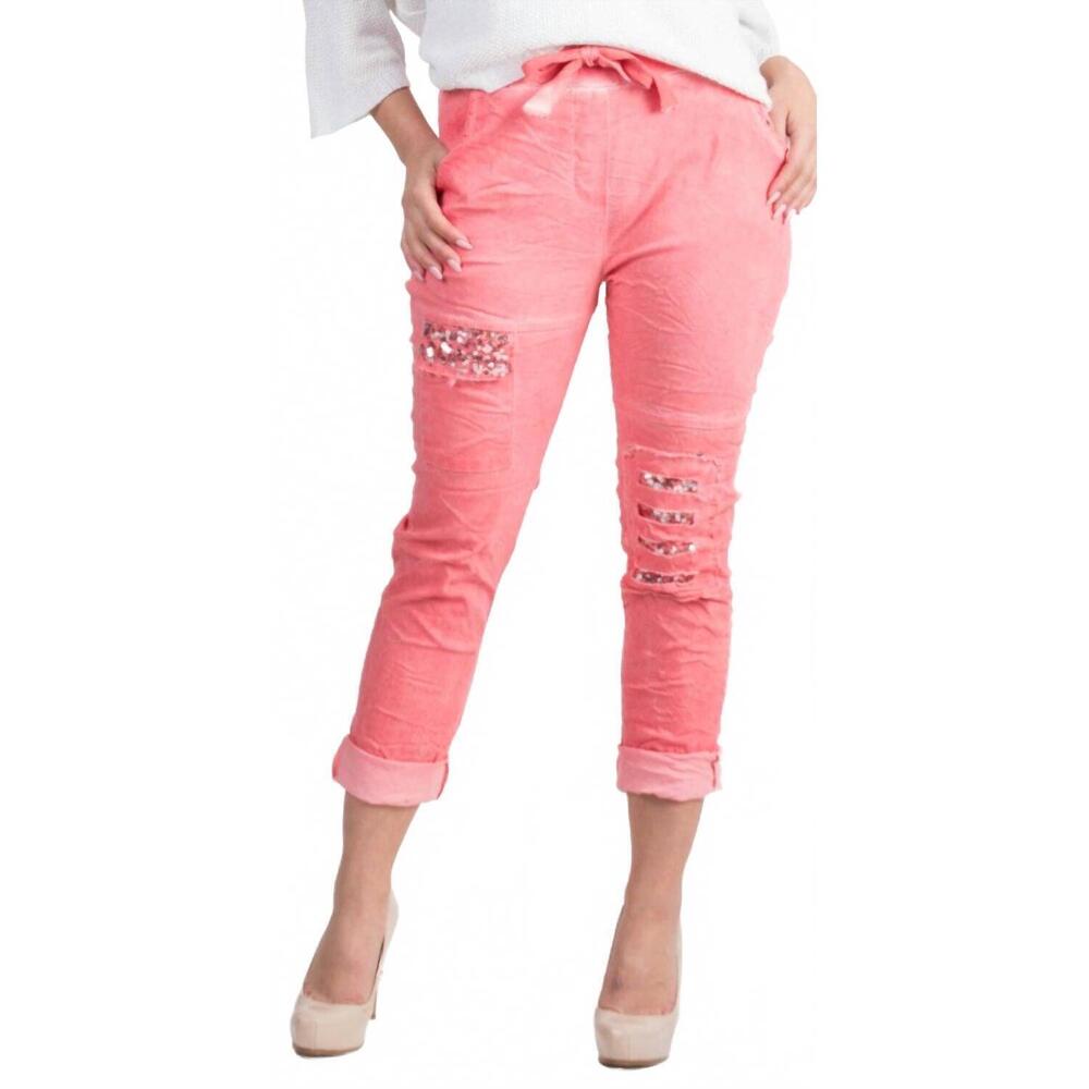 NEW GIGI MODA toppa sequin pants in coral